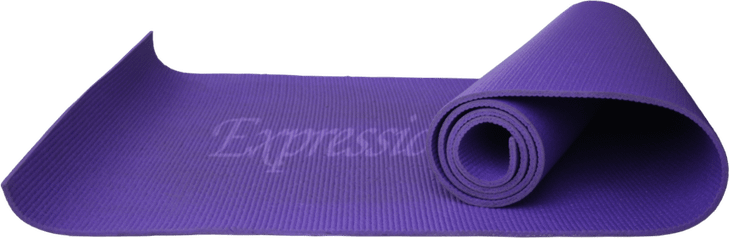 a purple yoga mat with the Expressions Training logo